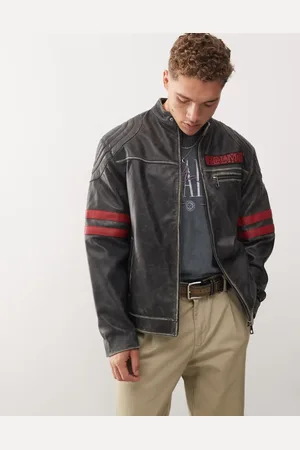 Reclaimed – Jacke aus Echtleder im Motorsport-Design