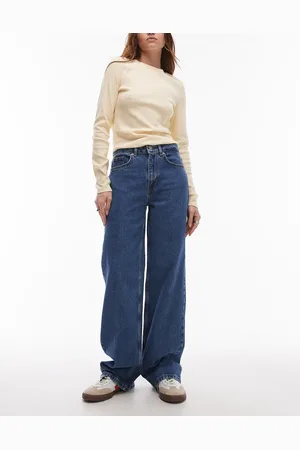 SELECTED Femme – Alice – Jeans mit weitem Bein in blauer Waschung