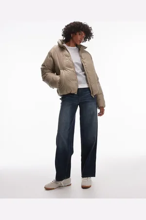 Topshop – Bomber-Pufferjacke in Pilzbraun