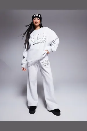ASOS Weekend Collective – Jogginghose in meliertem mit College-Logo