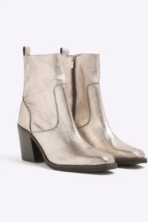 River Island – Leder-Cowboystiefel in mit Absatz