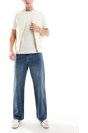 Pull&Bear – Jeans in Mittelblau mit lockerem, geradem Schnitt