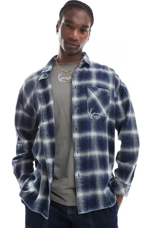 Karl Kani – Mehrfarbig karierte Hemdjacke im Used-Look mit Signatur-Logo