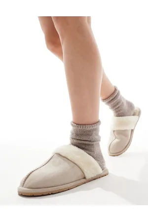 SEQWL – Mules aus Kunstpelz in Beige