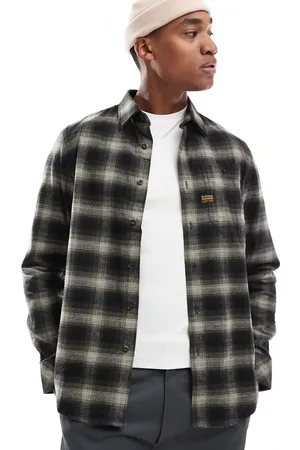 G-Star – Bristum – Flanell-Hemd mit Karomuster in Schwarz und Beige