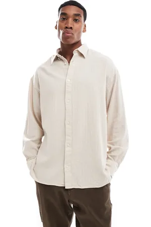JACK & JONES – Strukturiertes Oversize-Hemd in Beige