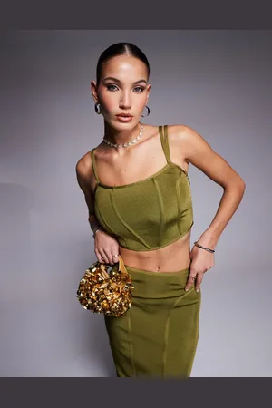 ASOS – Korsett-Camisole mit Bandagen-Design in Olivgrün, Kombiteil
