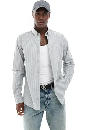 Calvin Klein – Gestreiftes Oxford-Hemd in Hellgrün