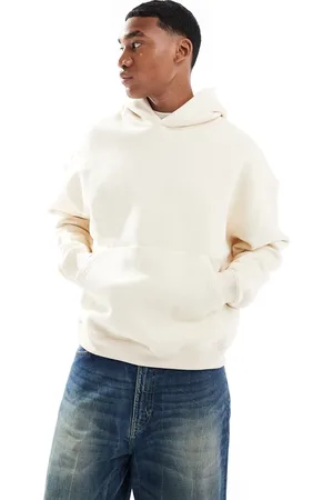 Pull&Bear – Kastiger Kapuzenpullover in Ecru