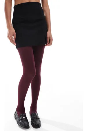 ASOS – Gerippte Strumpfhose in Pflaume