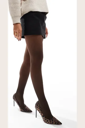 ASOS – Strumpfhose in Schokobraun mit Zickzackmuster