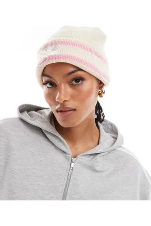 adidas – 70s – Strickmütze in Beige und Rosa