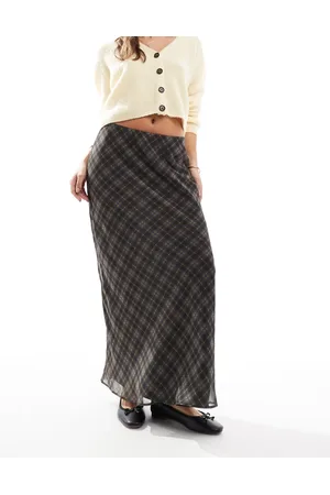 ASOS – Chiffon-Maxirock mit asymmetrischem Schnitt und Karomuster