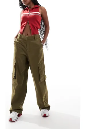 Noisy May – Cargohose in Khaki mit weitem Bein