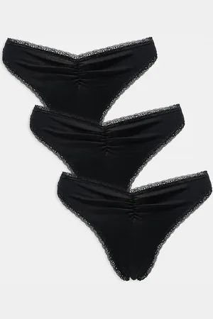 ASOS – Libby – 3er-Pack Tangas in mit hohem Beinausschnitt und geraffter Vorderseite