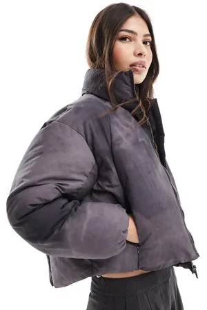 Pull&Bear – Wattierte Pufferjacke in mit verwaschenem Effekt