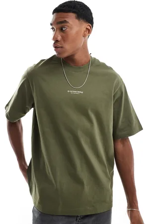 G-Star – Oversize-T-Shirt in Dunkelgrün mit mittigem Logo-Print auf der Brust