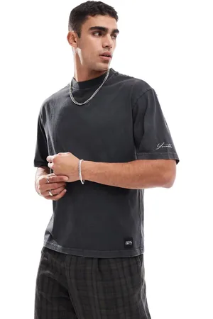 Native Youth – Locker geschnittenes T-Shirt in schwarzer Acid-Waschung