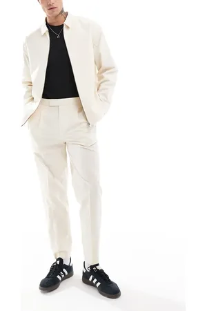 ASOS – Elegante, schmal zulaufende Hose in Creme mit elastischem Bund, Kombiteil