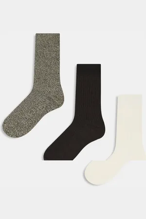 SELECTED – 3er-Pack Socken in Creme, Braun, Weiß