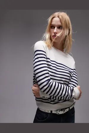 MANGO – Gestreifter Pullover aus Feinstrick-Wolle in Marineblau und