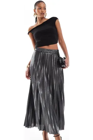 ONLY – Plissee-Maxirock in Metallic