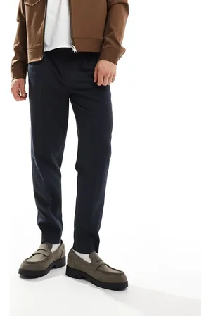 ASOS – Elegante, schmal zulaufende Hose in Anthrazit mit Bundfalten