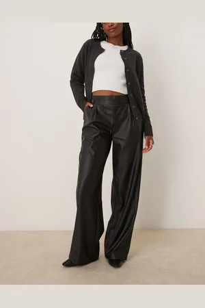 JDY – Hose in aus Kunstleder mit hohem Bund und weitem Bein