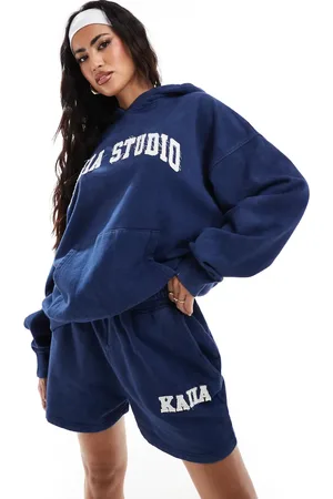 Kaiia – Sweatshorts in Jeansblau mit Applikation Kombiteil