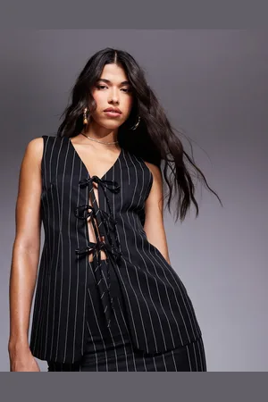 ASOS – Weste in mit gebundener Vorderseite und Nadelstreifen, Kombiteil