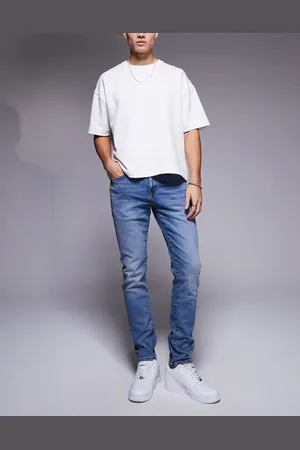 River Island – Enge Jeans in verwaschenem Mittelblau