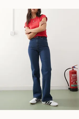 Dr Denim Dr. Denim – Lexy – Bootcut-Jeans in dunkelblauer Vale-Waschung in Used-Optik mit mittelhohem Bund und schmalem Schnitt