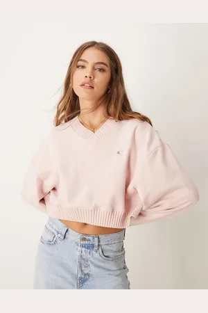 Calvin Klein – Sweatshirt in mit gewebtem Etikett und V-Ausschnitt