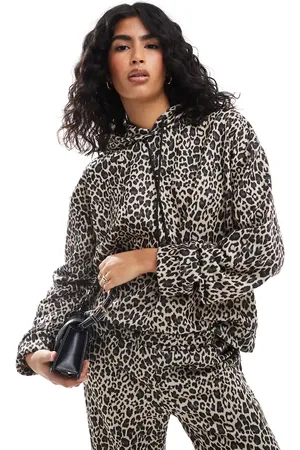 ASOS – Kapuzenpullover aus Sweatshirt-Stoff mit Leopardenmuster, Kombiteil