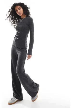 Pull&Bear – Weiche Jogginghose in Anthrazit mit weitem Bein, Kombiteil