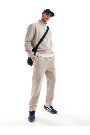ASOS – Hochwertige, schwere Jogginghose in Beige mit geradem Schnitt, 400 g/m²