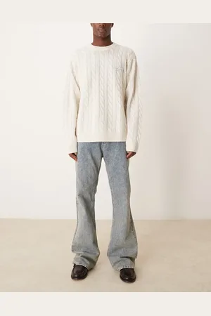 ASOS – Locker geschnittene Schlagjeans mit blauer Dirty-Tönung