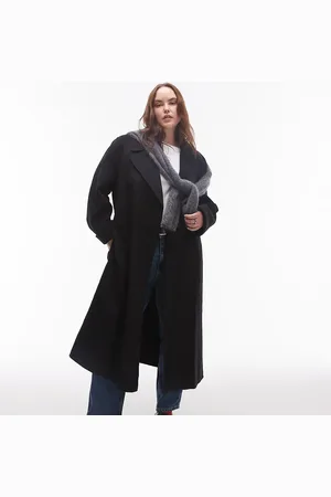 MANGO Curve – Wollmantel in mit Bindegürtel