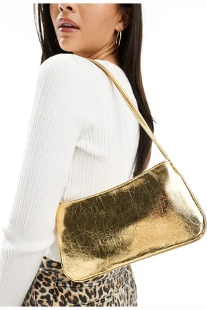 ASOS – Schultertasche in Gold mit schmalem Doppelriemen