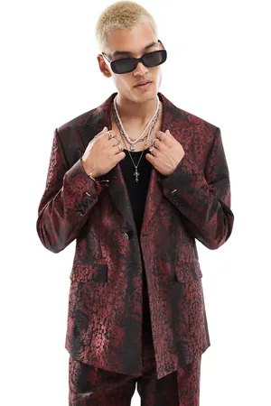 Twisted Tailor – Gemusterte Oversize-Anzugjacke in Schwarz und , Kombiteil