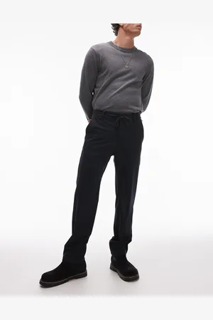 MANGO – Schmal geschnittene Hose in Schwarz mit verstellbarem Bund mit Kordelzug
