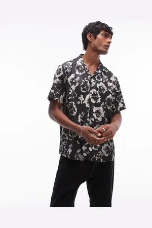 Topman – Kurzärmliges Satinhemd in mit Blumenmuster
