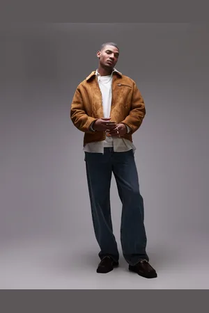 Topman – Jacke aus Wildlederimitat mit Lammfell