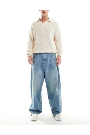 Pull&Bear – Super-Baggy-Jeans in Mittelblau