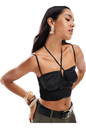 ASOS – Camisole-Top aus Satin in mit geraffter Vorderseite