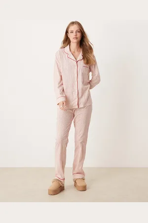New Look – Jersey-Pyjama in mit roten Streifen