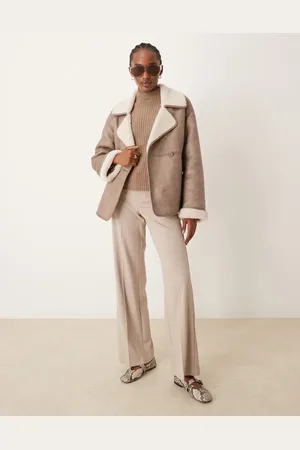 New Look – Verstärkte Jacke in Nerzbraun mit offenem Kragen