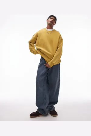 Topman – Oversize-Sweatshirt in verwaschenem Gelb