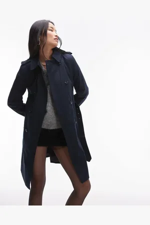 MANGO – Trenchcoat in Marineblau mit Einsatzdetail