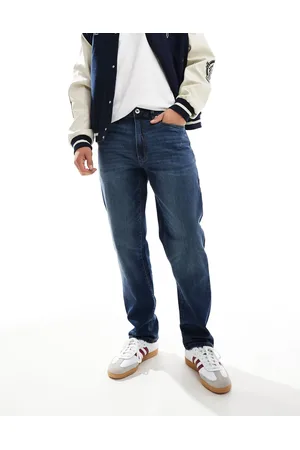 Farah – Norwood – Locker geschnittene Jeans in Used-Indigoblau